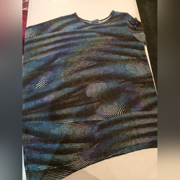 CLARA SUNWOO Blue and Black Patterned Blouse (4c28) - Picture 2 of 3